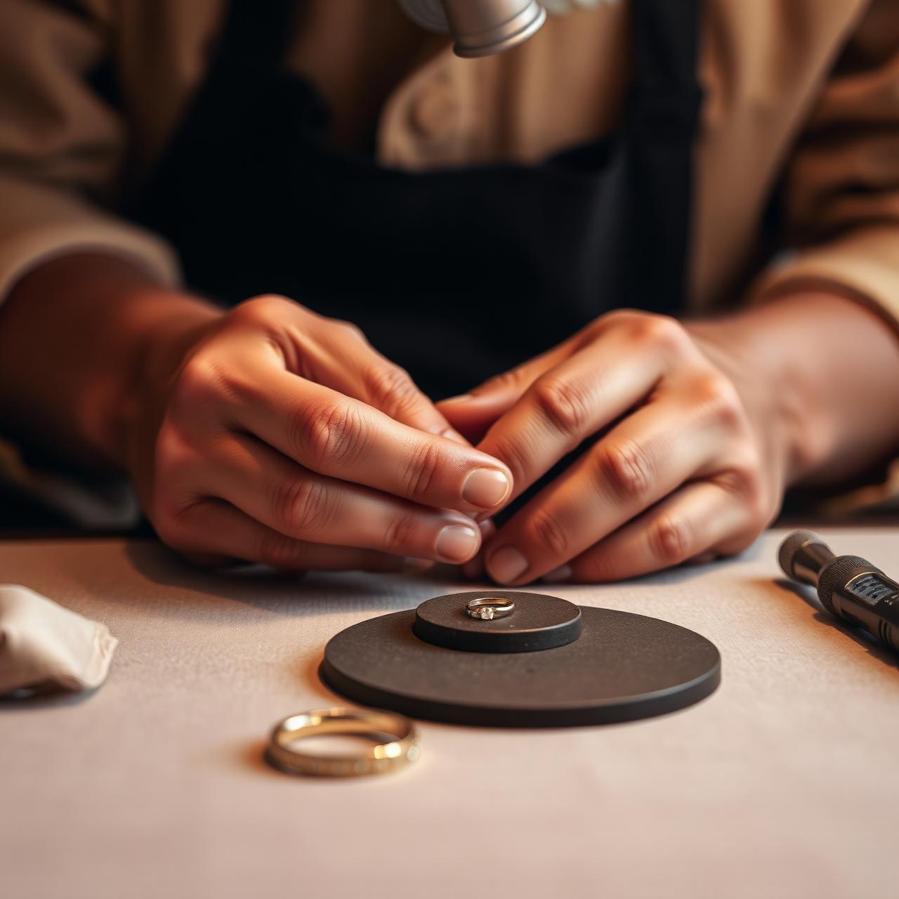 Jeweller crafting a custom ring
